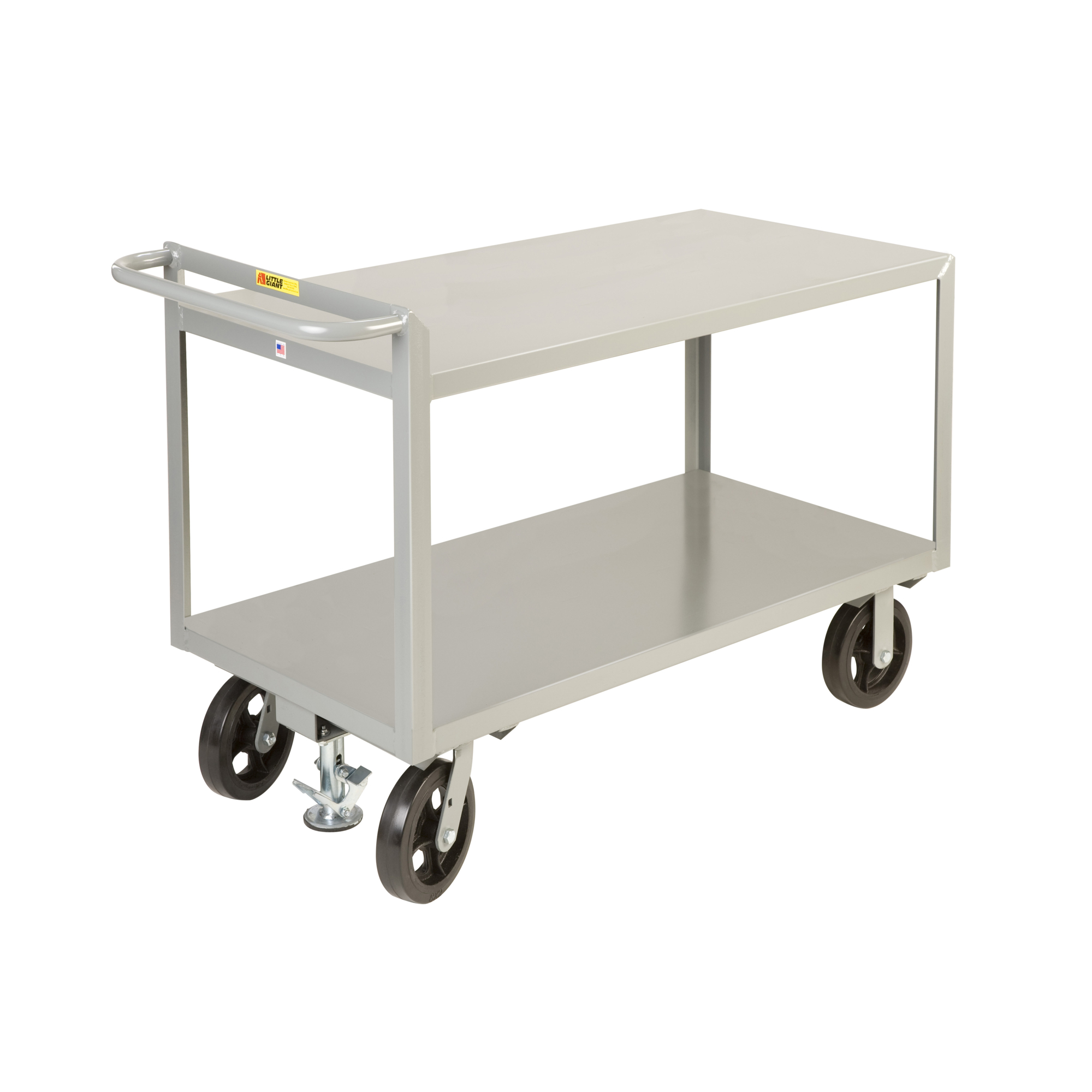 Little Giant Merchandise Collectors Shelf Truck - 30in. x 48in., 2400-Lb. Capacity, 2 Shelves, Carbon Steel, Model# G-3048-8MRFL